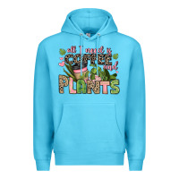 Ocean Blue all i need is coffee and plants Premium Hoodie - JahusDesignShop