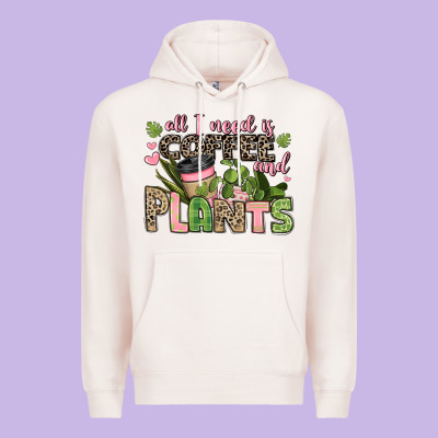 All I Need Is Coffee And Plants Premium Hoodie Designed By Jahusdesignshop