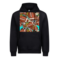 Black football leopard turquoise cowhide sunflower seamless pattern Urban Hoodie - JahusDesignShop