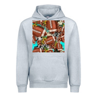 Heather Grey football leopard turquoise cowhide sunflower seamless pattern Urban Hoodie - JahusDesignShop