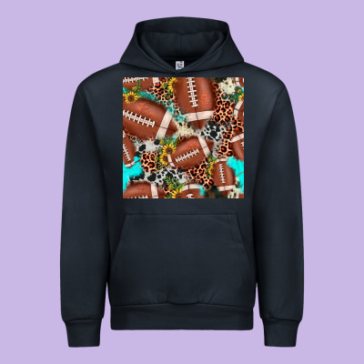 Football Leopard Turquoise Cowhide Sunflower Seamless Pattern Urban Hoodie Designed By Jahusdesignshop