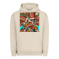 Pigment French Oak football leopard turquoise cowhide sunflower seamless pattern Urban Hoodie - JahusDesignShop