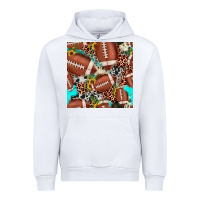 White football leopard turquoise cowhide sunflower seamless pattern Urban Hoodie - JahusDesignShop