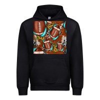 Black football leopard gemstone sunflower seamless pattern Urban Hoodie - JahusDesignShop