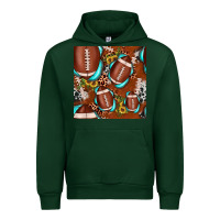 Forest Green football leopard gemstone sunflower seamless pattern Urban Hoodie - JahusDesignShop