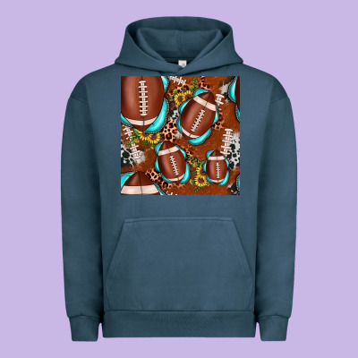 Football Leopard Gemstone Sunflower Seamless Pattern Urban Hoodie Designed By Jahusdesignshop
