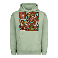 Pigment Oil Green football leopard gemstone sunflower seamless pattern Urban Hoodie - JahusDesignShop