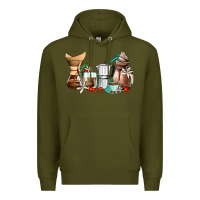 Army Green coffee tools coffee cups Premium Hoodie - AdoDesignShop