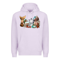 Lilac coffee tools coffee cups Premium Hoodie - AdoDesignShop