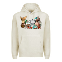 Oatmeal Heather coffee tools coffee cups Premium Hoodie - AdoDesignShop
