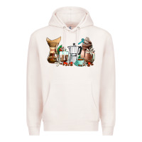 Pale Pink coffee tools coffee cups Premium Hoodie - AdoDesignShop