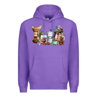 Purple coffee tools coffee cups Premium Hoodie - AdoDesignShop
