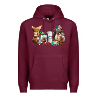 Burgundy coffee tools coffee cups Premium Hoodie - AdoDesignShop