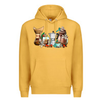 Mustard coffee tools coffee cups Premium Hoodie - AdoDesignShop