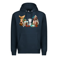 Navy coffee tools coffee cups Premium Hoodie - AdoDesignShop