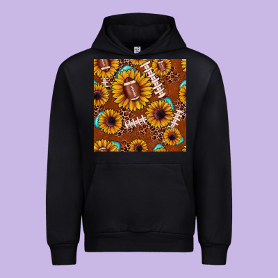 Football Leopard Sunflower Seamless Pattern Urban Hoodie Designed By Jahusdesignshop