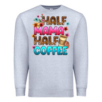 Heather Grey half mama half coffee Premium Sweatshirt - Zillion Design Studio