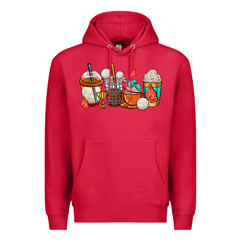 Volleyball Coffee Cups Premium Hoodie by AdoDesignShop | Teevron