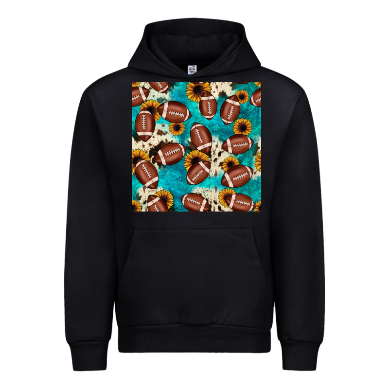Football Turquoise Cowhide Sunflower Seamless Pattern Urban Hoodie by JahusDesignShop | Teevron