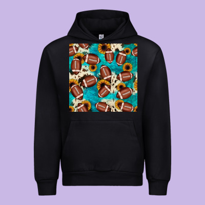 Football Turquoise Cowhide Sunflower Seamless Pattern Urban Hoodie Designed By Jahusdesignshop