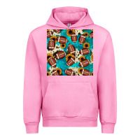 Fuchsia Pink football turquoise cowhide sunflower seamless pattern Urban Hoodie - JahusDesignShop