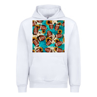 White football turquoise cowhide sunflower seamless pattern Urban Hoodie - JahusDesignShop