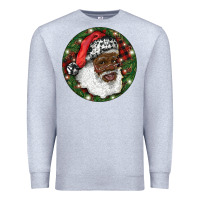 Heather Grey African American Santa Christmas Premium Sweatshirt - RanaPortraitStore