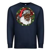 Navy African American Santa Christmas Premium Sweatshirt - RanaPortraitStore