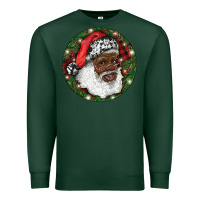 Sports Green African American Santa Christmas Premium Sweatshirt - RanaPortraitStore