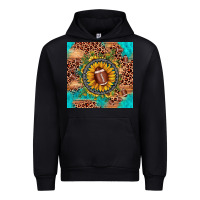 Black football leopard turquoise sunflower seamless pattern Urban Hoodie - JahusDesignShop