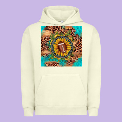 Football Leopard Turquoise Sunflower Seamless Pattern Urban Hoodie Designed By Jahusdesignshop