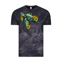 Cloud Black sea turtle with sunflowers Vintage Tee - Artiststas