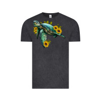 Vintage Black sea turtle with sunflowers Vintage Tee - Artiststas