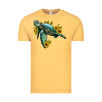 Vintage Mustard sea turtle with sunflowers Vintage Tee - Artiststas
