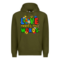Army Green love needs no words Premium Hoodie - JahusDesignShop