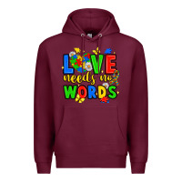 Burgundy love needs no words Premium Hoodie - JahusDesignShop