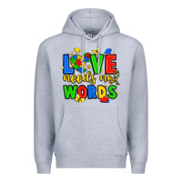 Heather Grey love needs no words Premium Hoodie - JahusDesignShop