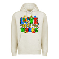 Oatmeal Heather love needs no words Premium Hoodie - JahusDesignShop