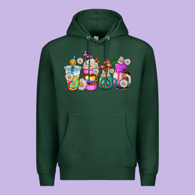 Hippie Coffee Cups Premium Hoodie Designed By Adodesignshop