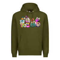 Army Green hippie coffee cups Premium Hoodie - AdoDesignShop