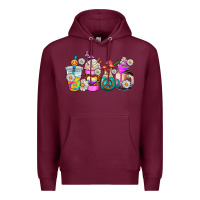 Burgundy hippie coffee cups Premium Hoodie - AdoDesignShop