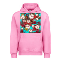Fuchsia Pink baseball leopard turquoise sunflower seamless pattern Urban Hoodie - JahusDesignShop