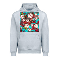 Heather Grey baseball leopard turquoise sunflower seamless pattern Urban Hoodie - JahusDesignShop