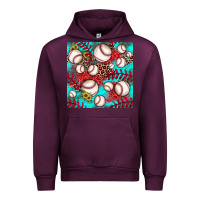 Mauve Wine baseball leopard turquoise sunflower seamless pattern Urban Hoodie - JahusDesignShop