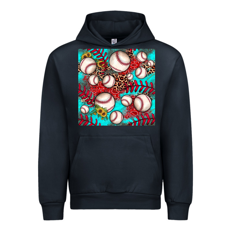 Baseball Leopard Turquoise Sunflower Seamless Pattern Urban Hoodie by JahusDesignShop | Teevron
