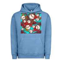 Pigment Pebble Blue baseball leopard turquoise sunflower seamless pattern Urban Hoodie - JahusDesignShop
