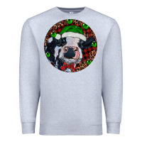 Heather Grey Baby Cow Christmas Premium Sweatshirt - RanaPortraitStore