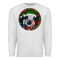 Oatmeal Heather Baby Cow Christmas Premium Sweatshirt - RanaPortraitStore