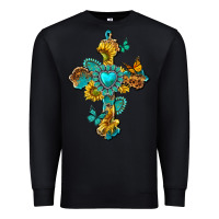 Black western cross with gemstone and sunflowers Premium Sweatshirt - texasbilliewilder