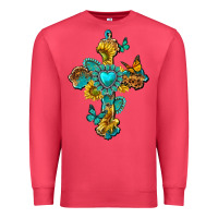 Cardinal western cross with gemstone and sunflowers Premium Sweatshirt - texasbilliewilder